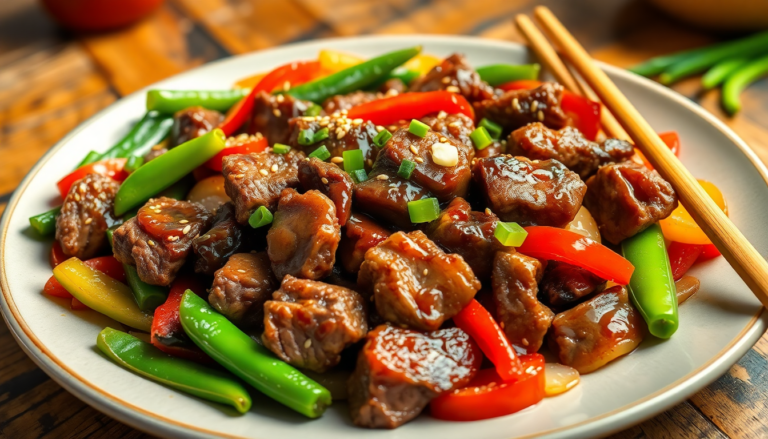 Savor the delicious flavors of beef stir-fry with vegetables and soy sauce. Quick to prepare, this dish is a perfect weeknight dinner for the whole family.
