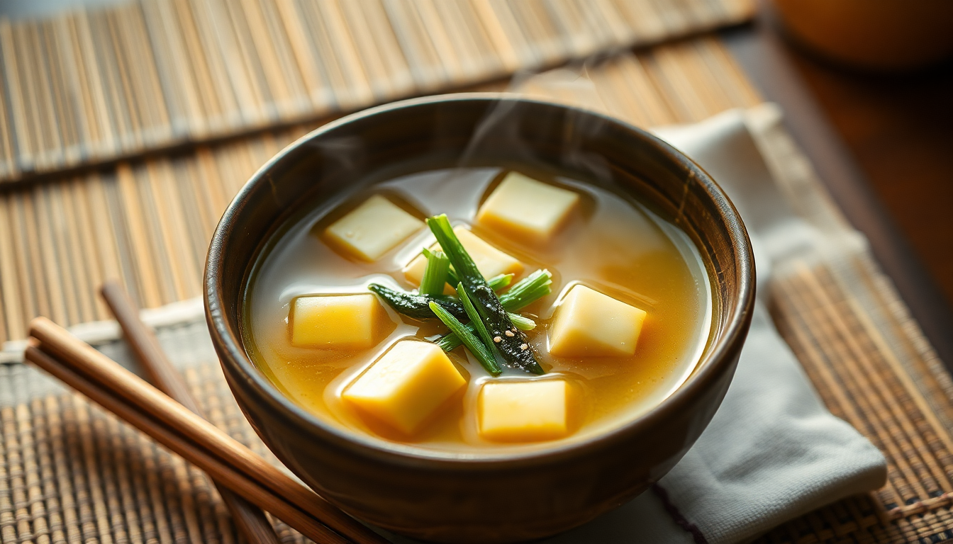 Discover the delicious blend of miso soup with tofu and seaweed, a healthy and comforting dish packed with flavor and nutrition. Enjoy it today!