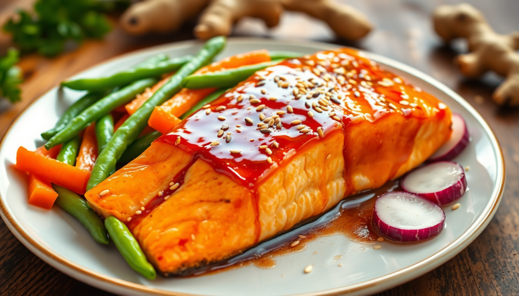 Discover the irresistible flavor of sesame ginger glazed salmon. This delicious recipe combines tender fish with a sweet and savory glaze for a perfect meal.