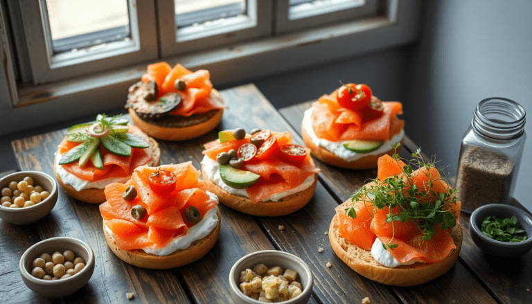 Indulge in a delicious smoked salmon cream cheese bagel, perfectly balancing rich flavors and fresh ingredients for the ultimate breakfast treat.