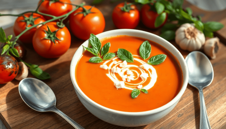Indulge in the rich flavors of creamy roasted tomato basil soup, a comforting dish perfect for any season. Try it today for a warm, satisfying meal.