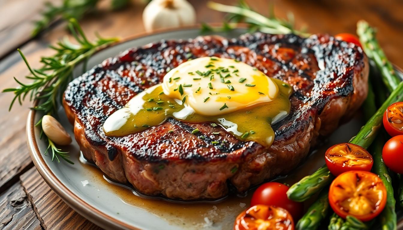 Juicy Grilled Sirloin Steak with Herb Butter: A Flavorful Delight
