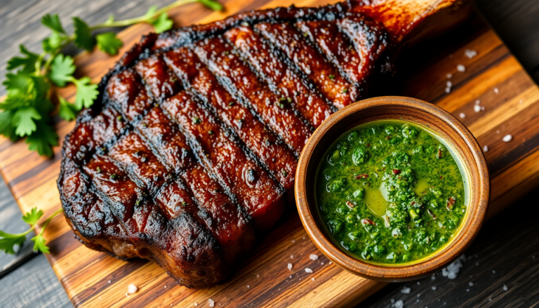 Savor the juicy flavor of t-bone steak with chimichurri, a perfect blend of savory and tangy. Discover this mouthwatering recipe today!